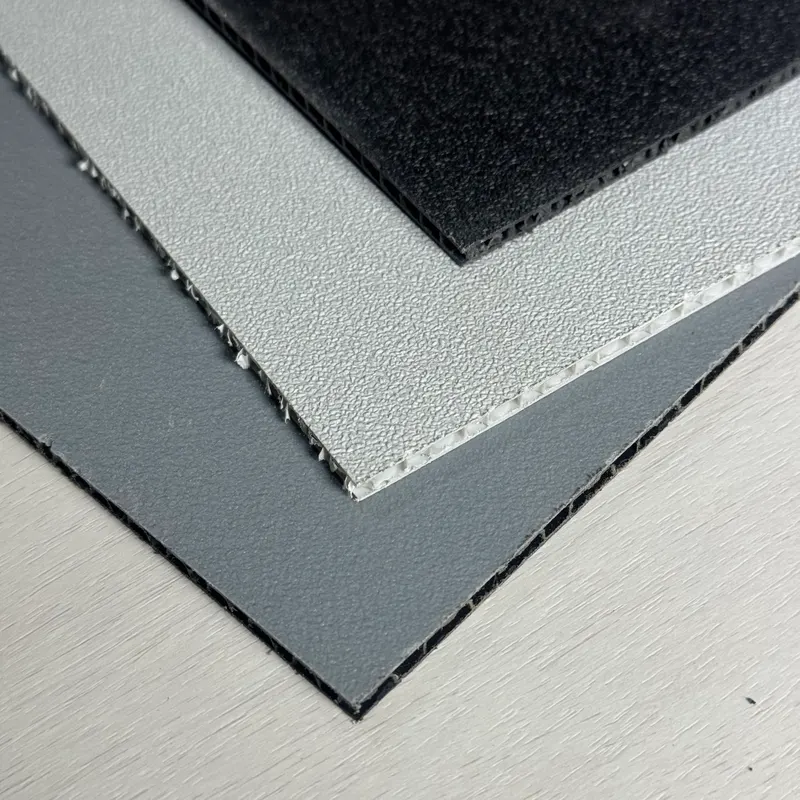 Black, white and grey plastic composite panels with honeycomb cores